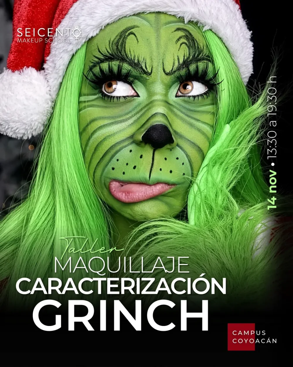 TALLER MAQUILLAJE CARACTERIZACIÓN GRINCH | 14 DE NOVIEMBRE | CAMPUS COYOACÁN